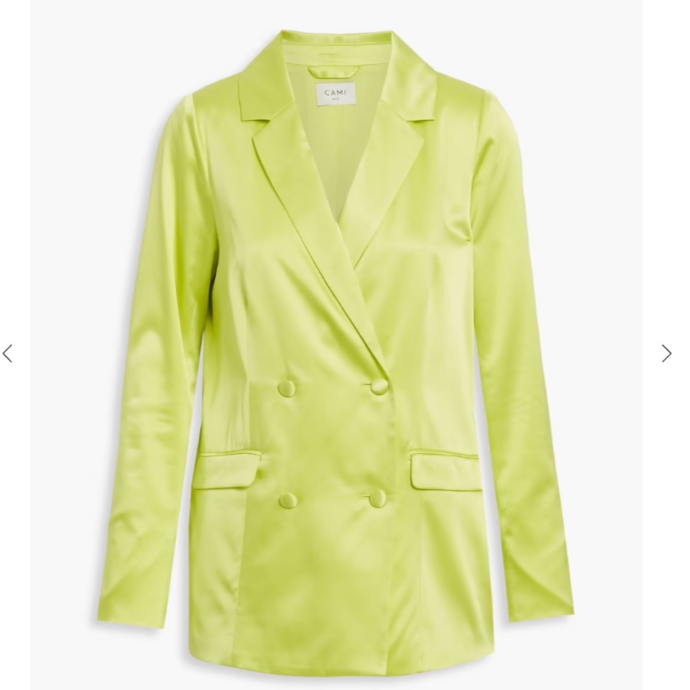 Pacey double-breasted silk-satin blazer from CAMI NYC
